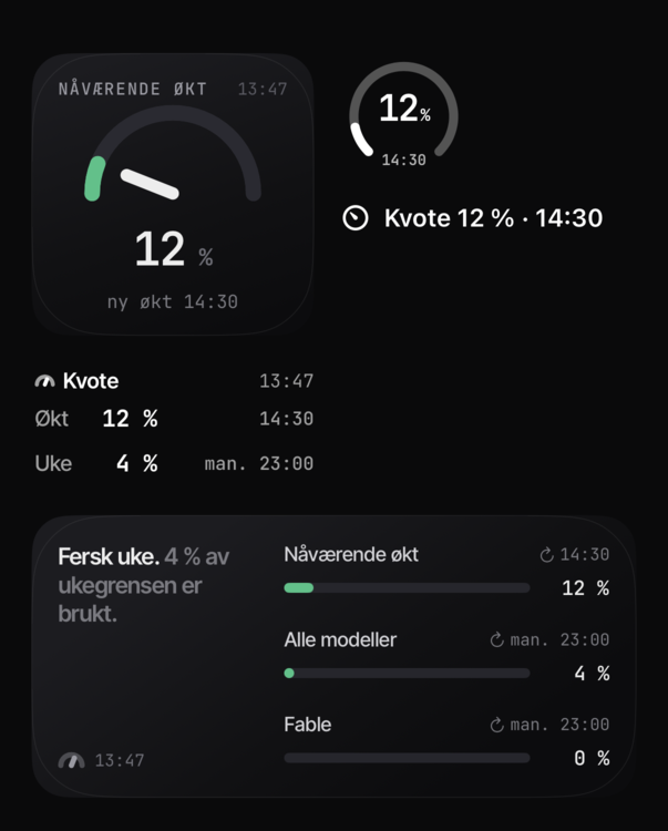 Kvote widgets for the Home Screen and Lock Screen
